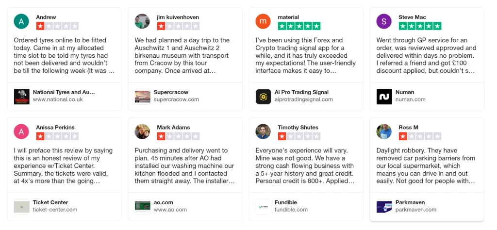 Trustpilot reviews